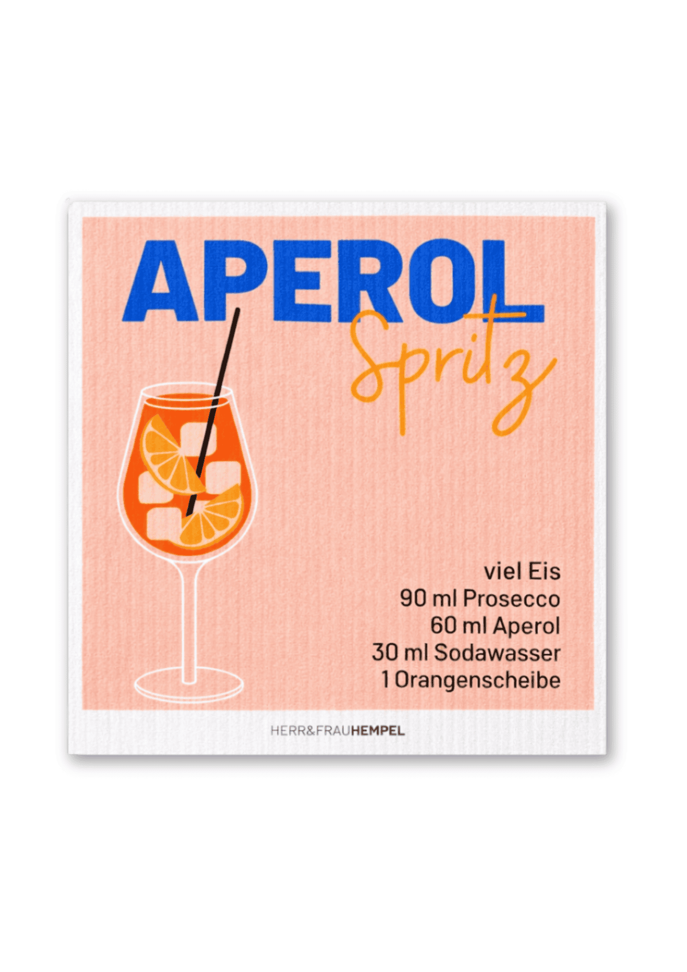 Schwammtuch "Aperol Spritz" | apricot/blau | HERR&FRAUHEMPEL