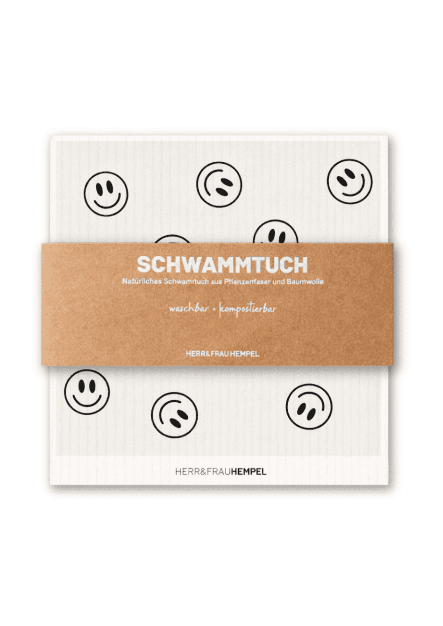 Schwammtuch "Smileys II" | creme/schwarz | HERR&FRAUHEMPEL