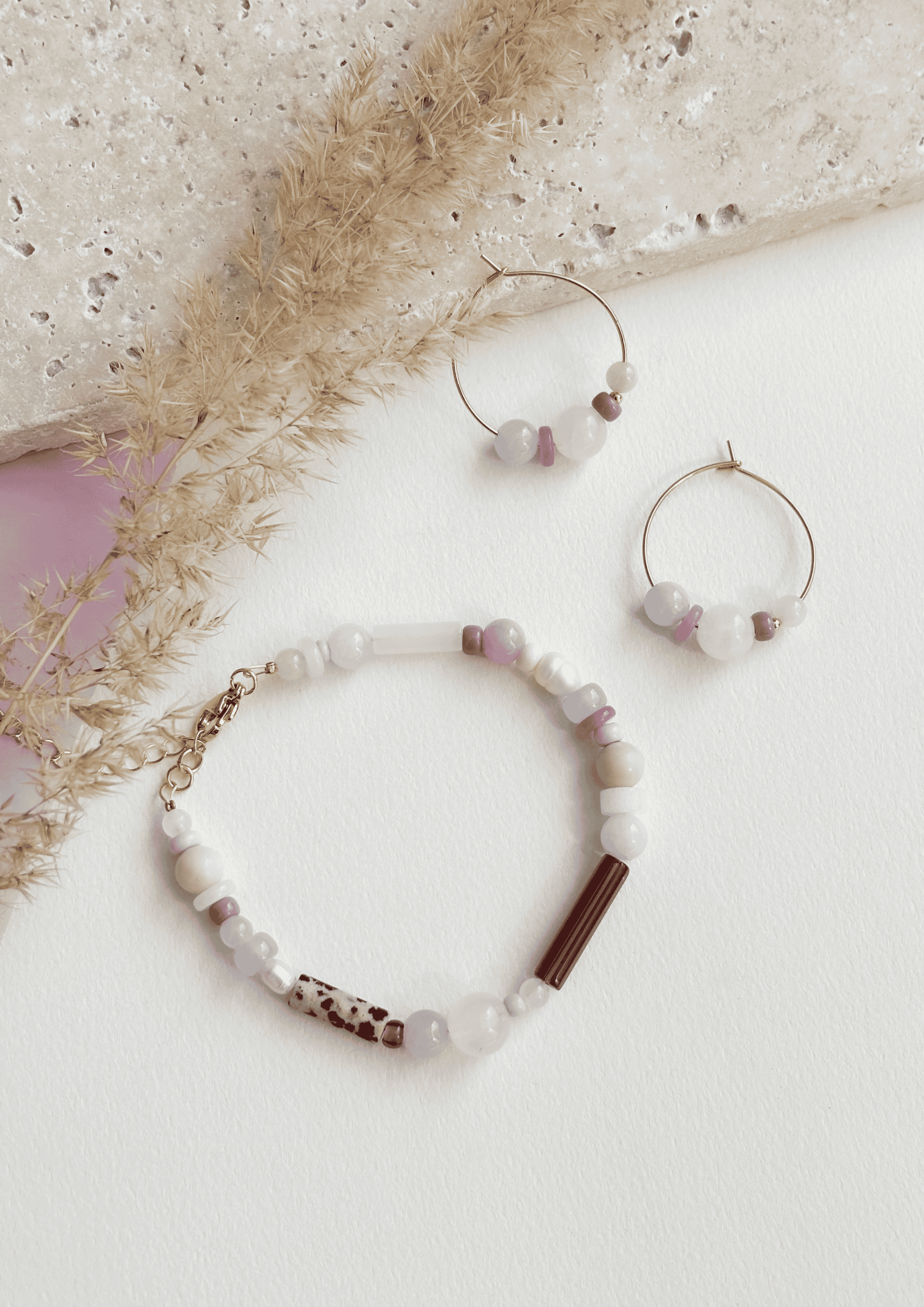 Schmuck-Bundle ''Annelie'' | Armband und Ohrringe im Set | flieder/hellblau | Allerliebst