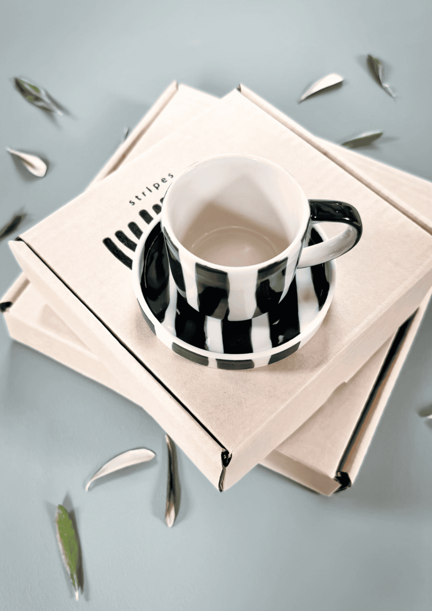 Espresso Tassen ''Stripes'' 2er Set | gentle green | MAGAZIN MINORI - Bild 2