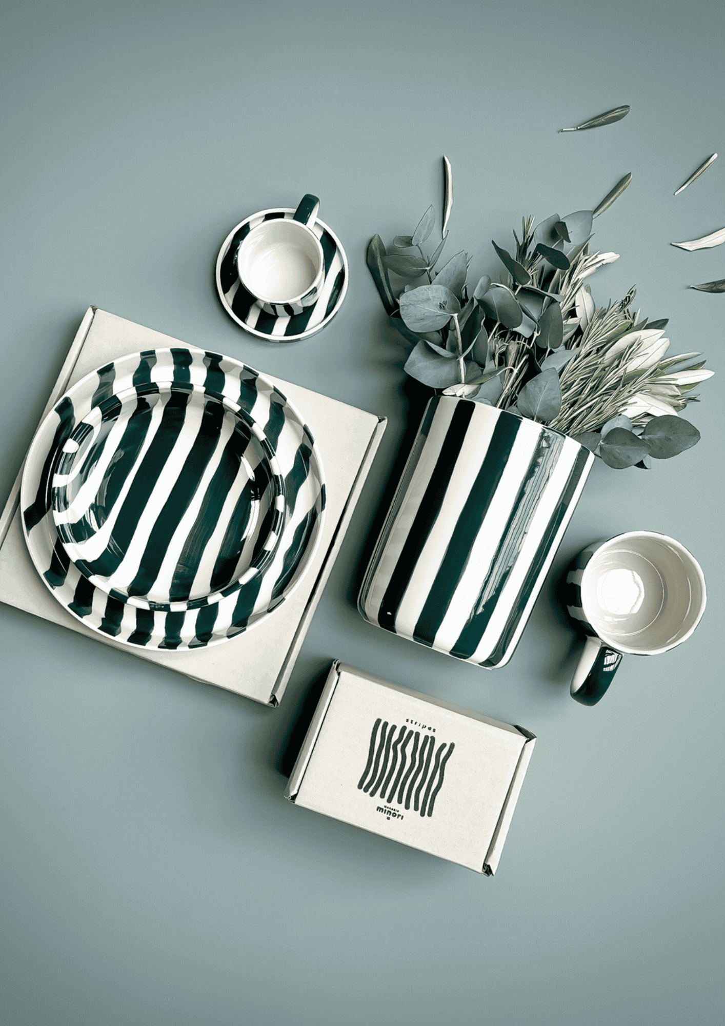 Keramikschale ''Stripes'' | gentle green | MAGAZIN MINORI - Bild 5