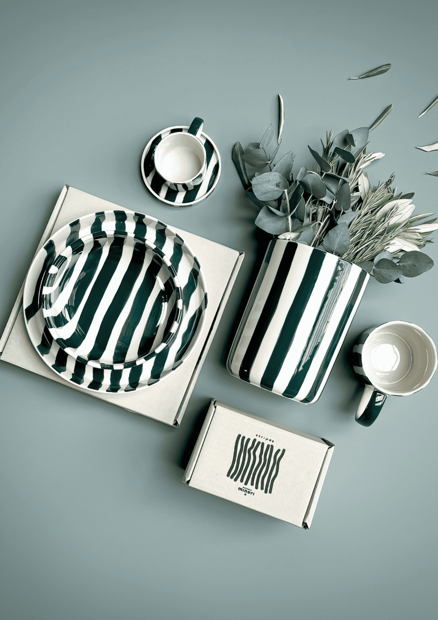 Espresso Tassen ''Stripes'' 2er Set | gentle green | MAGAZIN MINORI - Bild 6