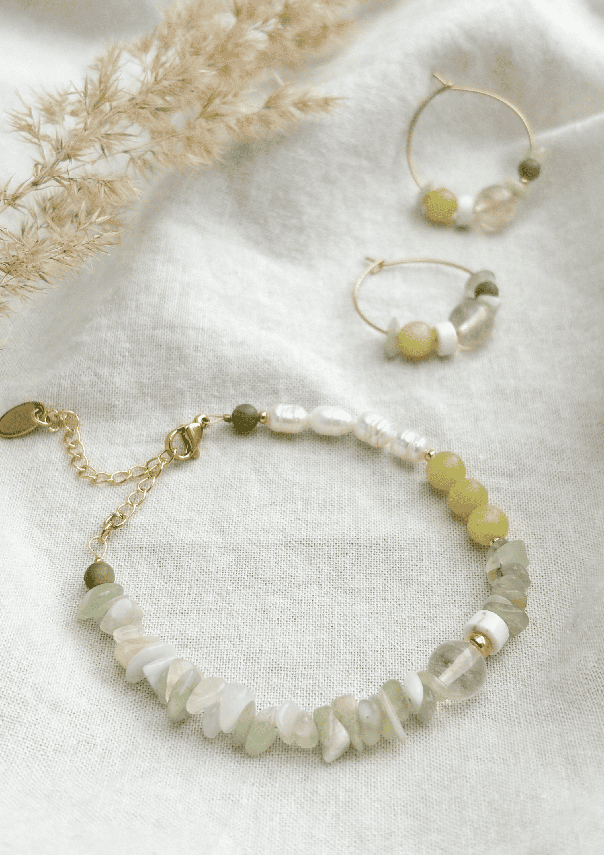 Schmuck-Bundle ''Ava'' | Armband und Ohrringe im Set | grün | Allerliebst - Bild 3