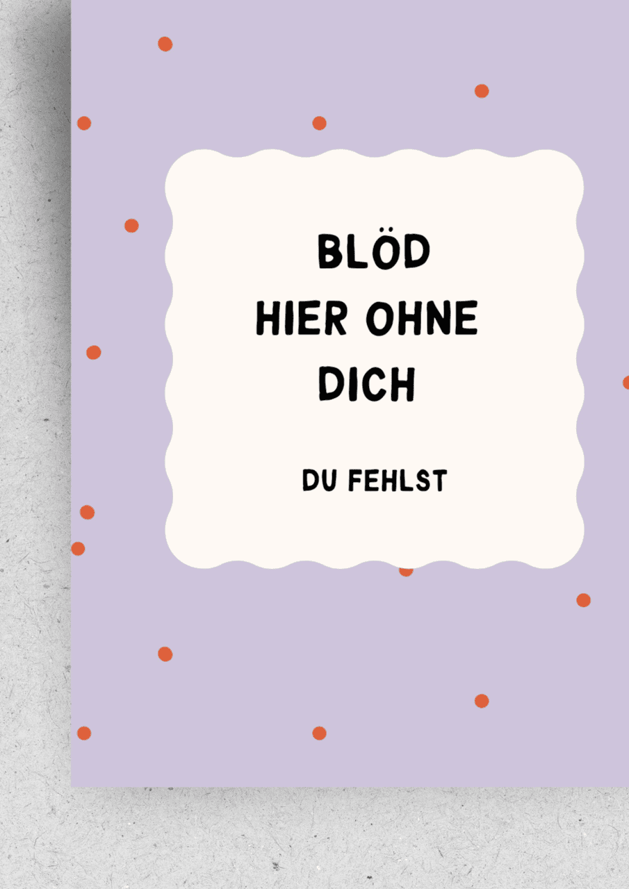 Karte ''Du fehlst'' | lila/orange | HELLOPINLIN - Bild 2