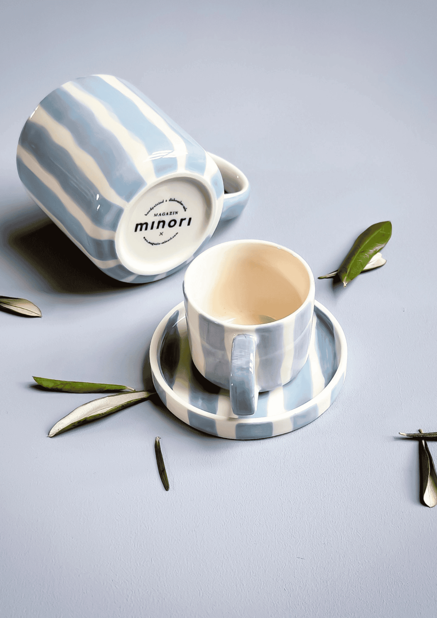 Espresso Tassen ''Stripes'' 2er Set | morning azzurro | MAGAZIN MINORI - Bild 2