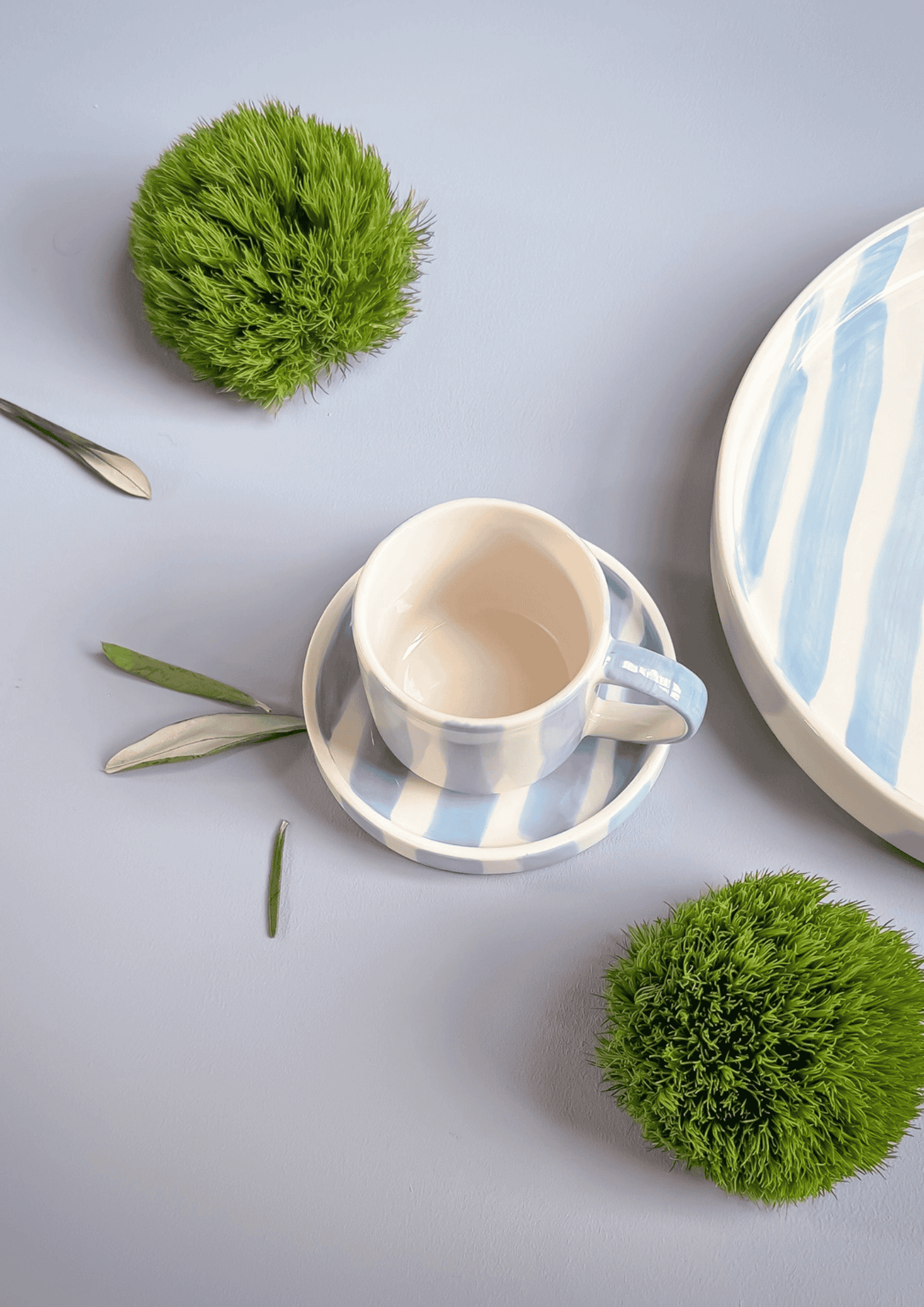 Espresso Tassen ''Stripes'' 2er Set | morning azzurro | MAGAZIN MINORI - Bild 3