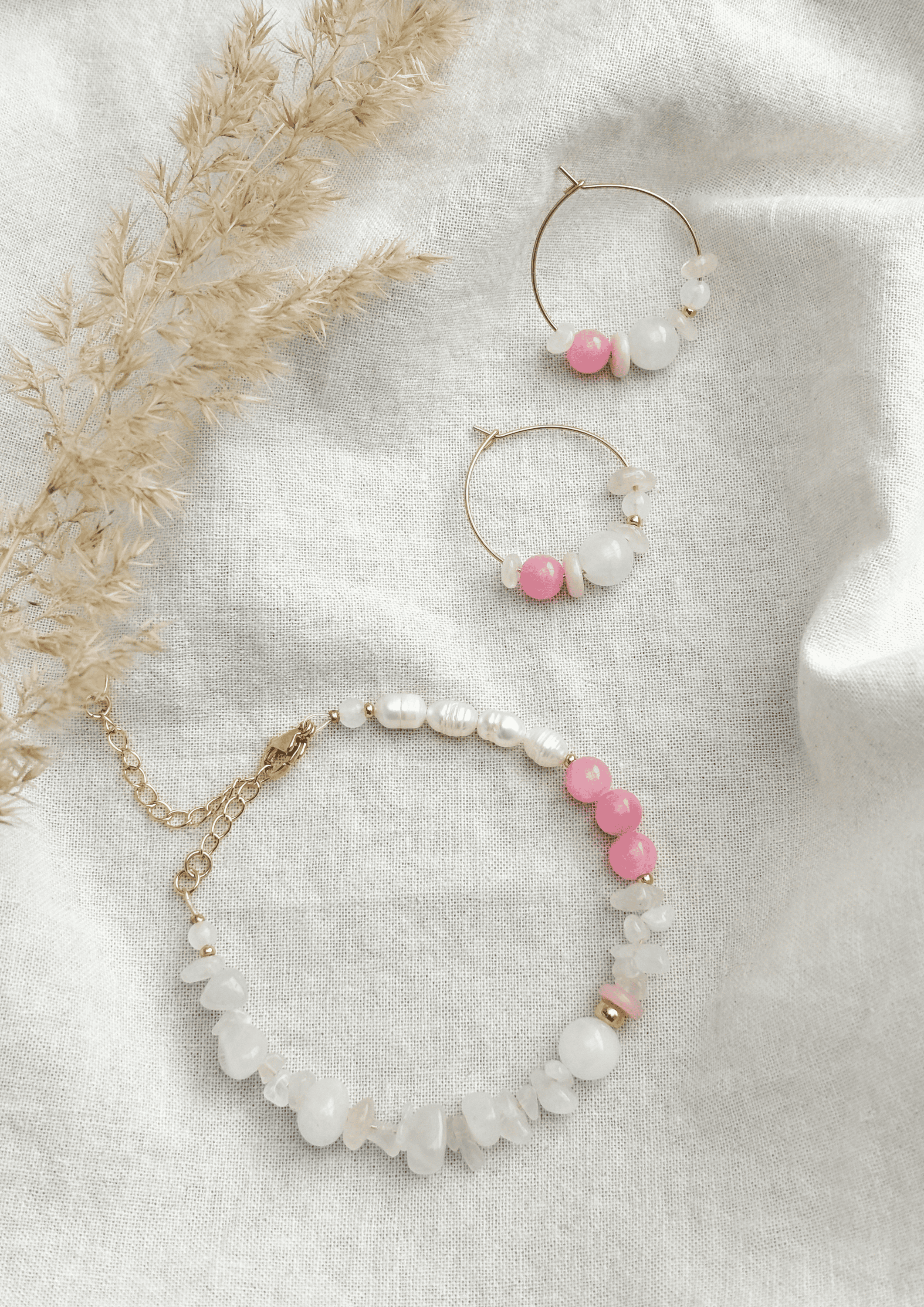 Schmuck-Bundle ''Léa'' | Armband und Ohrringe im Set | rosa | Allerliebst