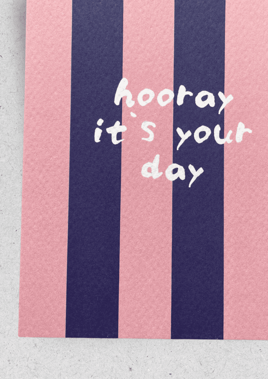 Karte ''Hooray'' | rosa/blau | HELLOPINLIN - Bild 2
