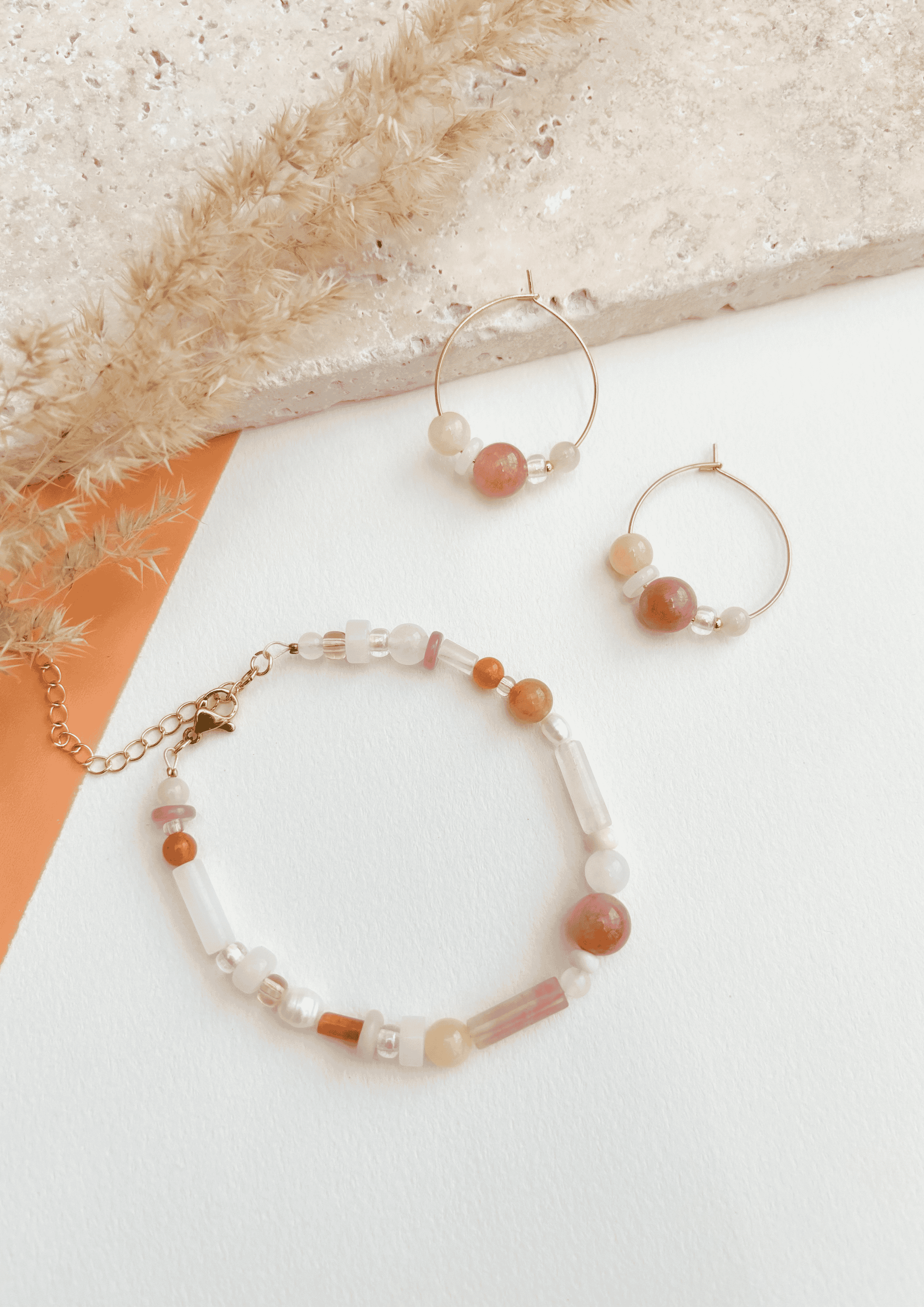 Schmuck-Bundle ''Liv'' | Armband und Ohrringe im Set | rosa/peach | Allerliebst