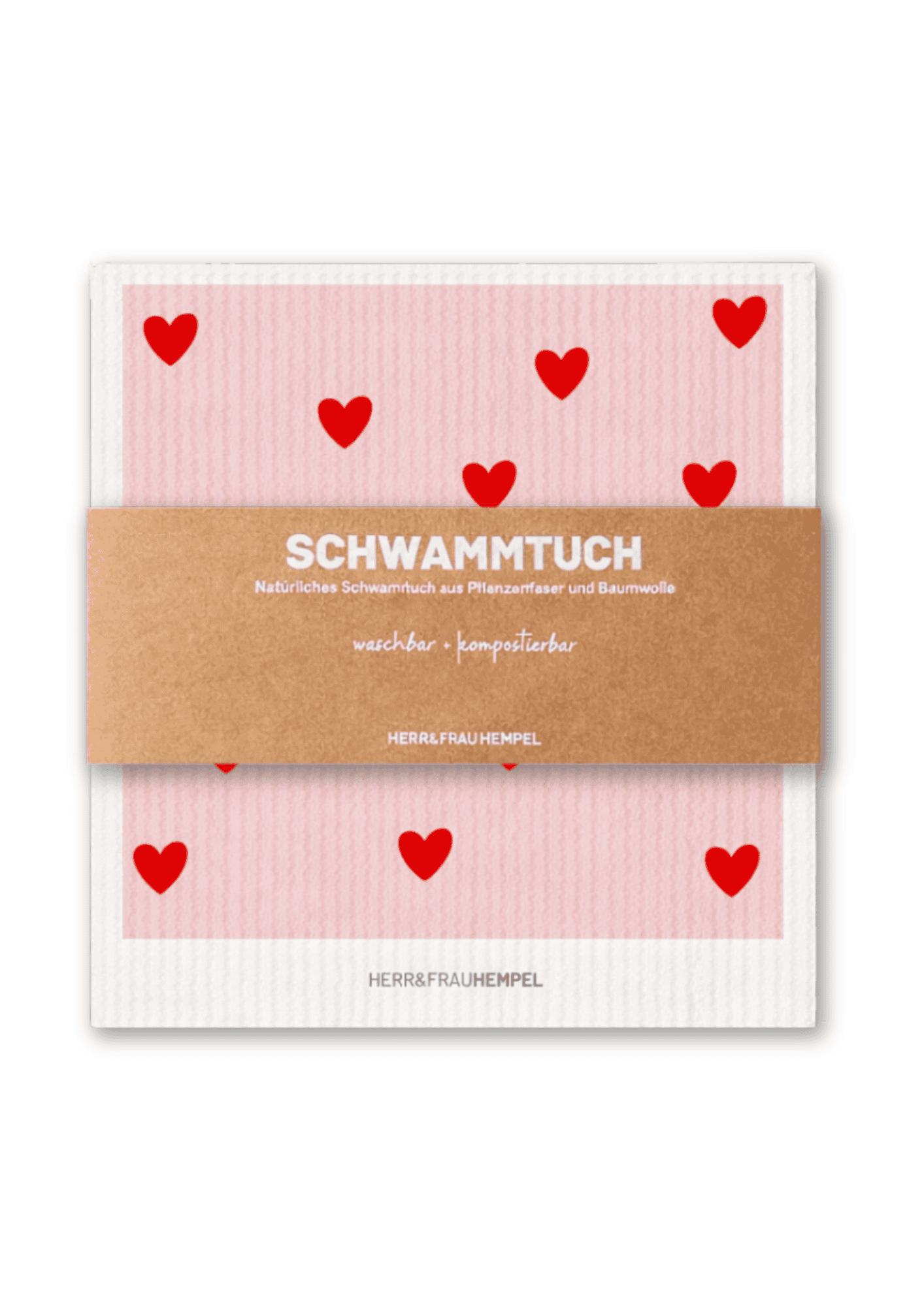 Schwammtuch "Hearts" | rosa/rot | HERR&FRAUHEMPEL
