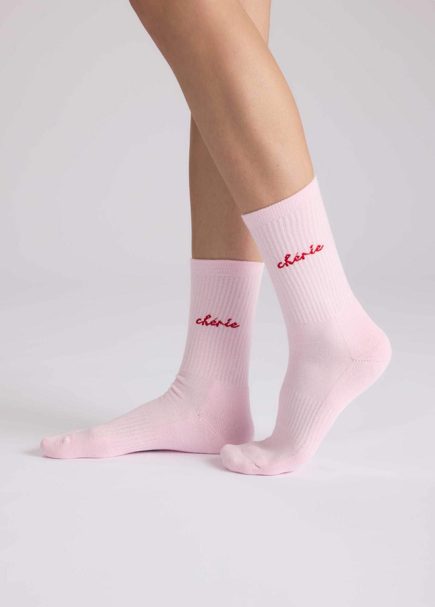 Statement Socken ''Chérie'' | Größe 39-42 | rosa/rot | NO BAD DAYS CLUB - Bild 3