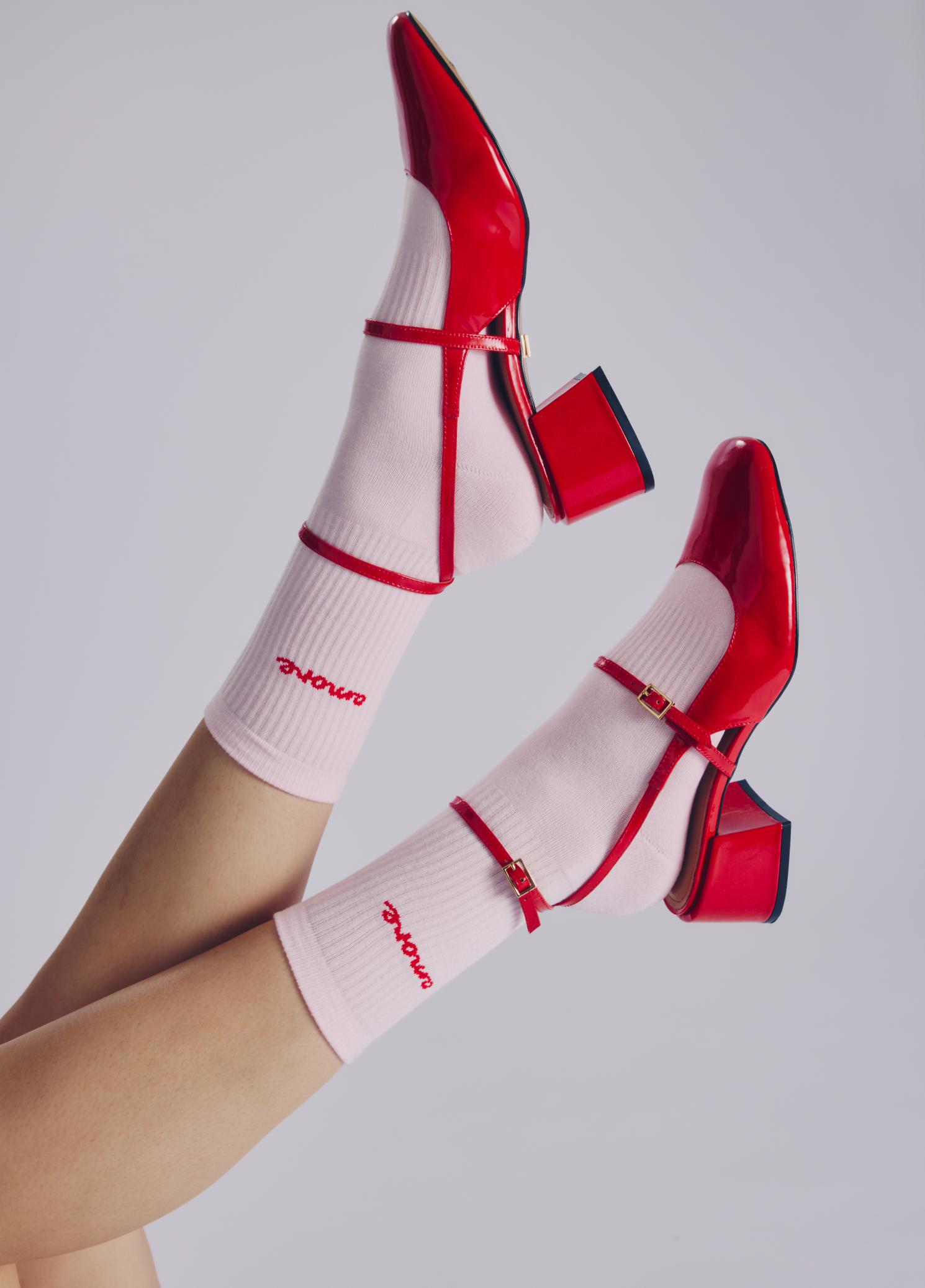 Statement Socken ''Amore'' | Größe 35-38 | rosa/rot | NO BAD DAYS CLUB - Bild 7