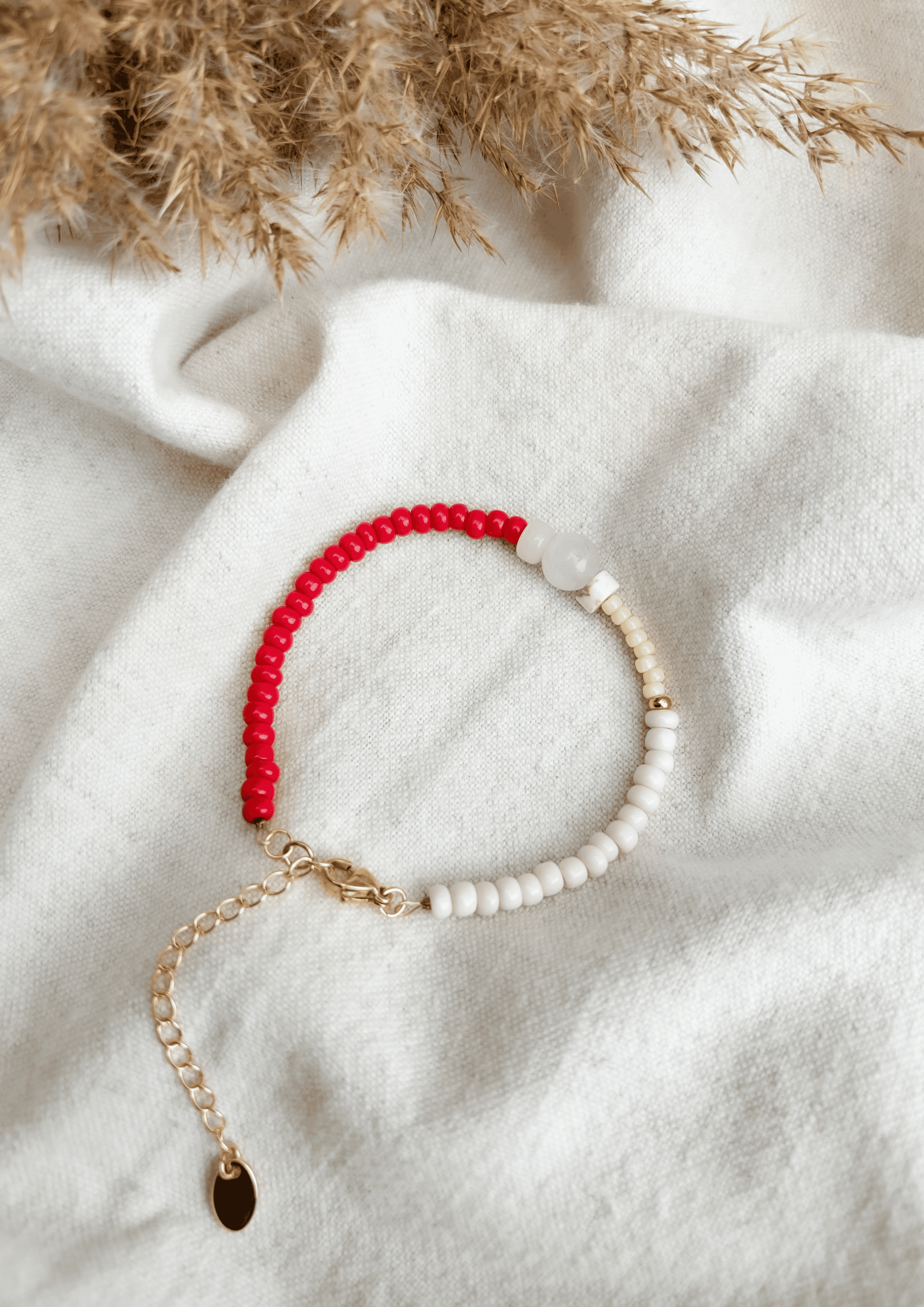 Perlenarmband ''Lina'' | rot/butter yellow | Allerliebst - Bild 2