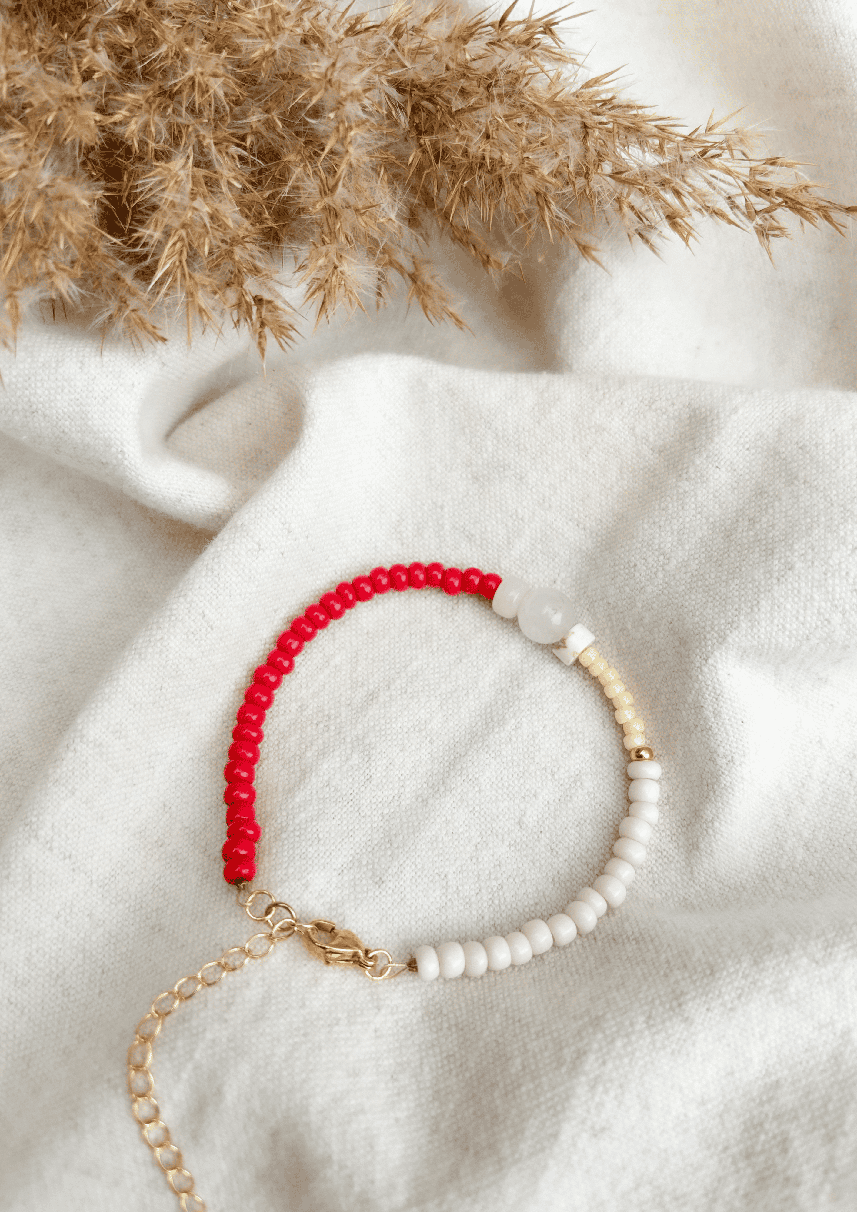 Perlenarmband ''Lina'' | rot/butter yellow | Allerliebst - Bild 3