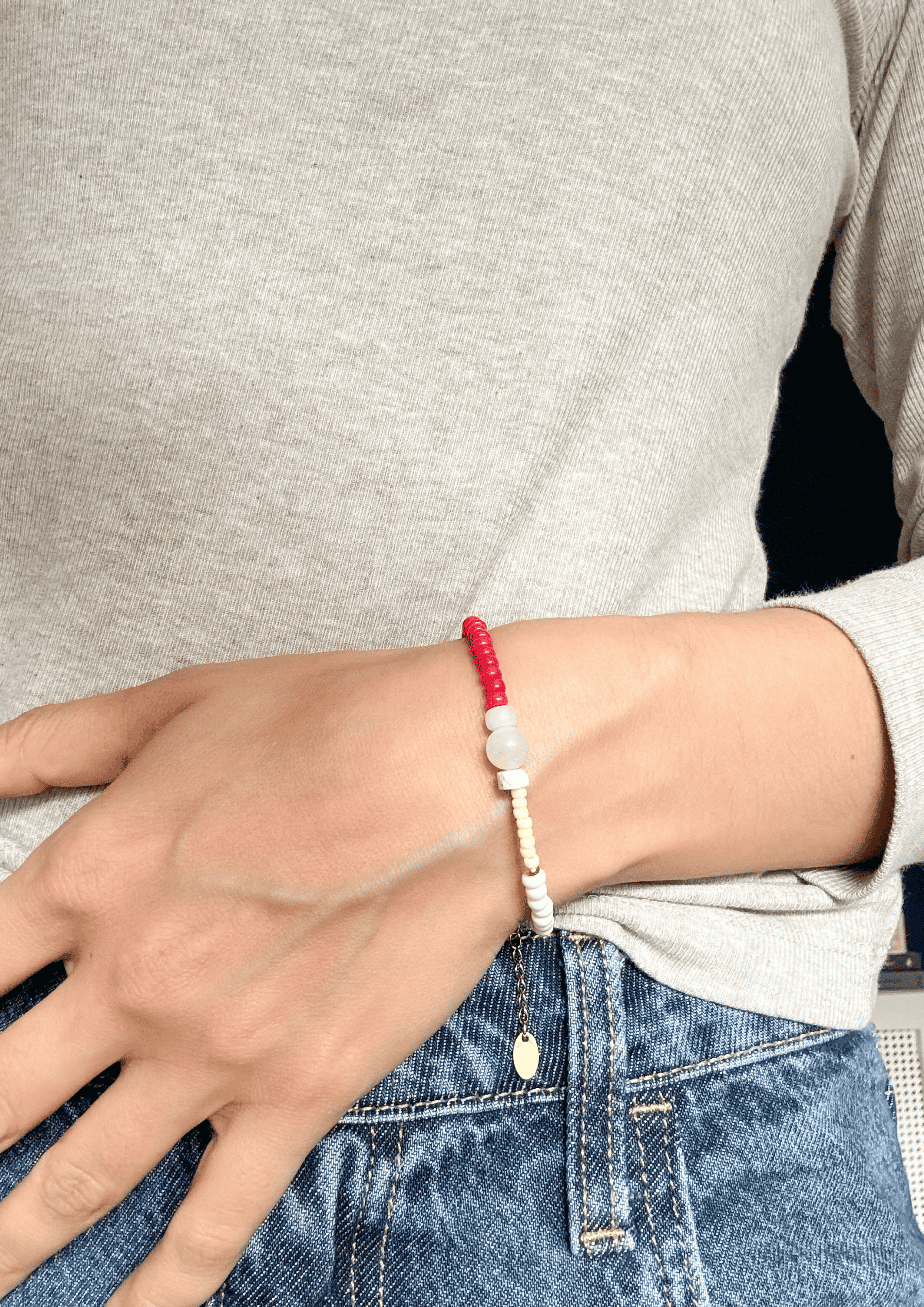 Perlenarmband ''Lina'' | rot/butter yellow | Allerliebst - Bild 4