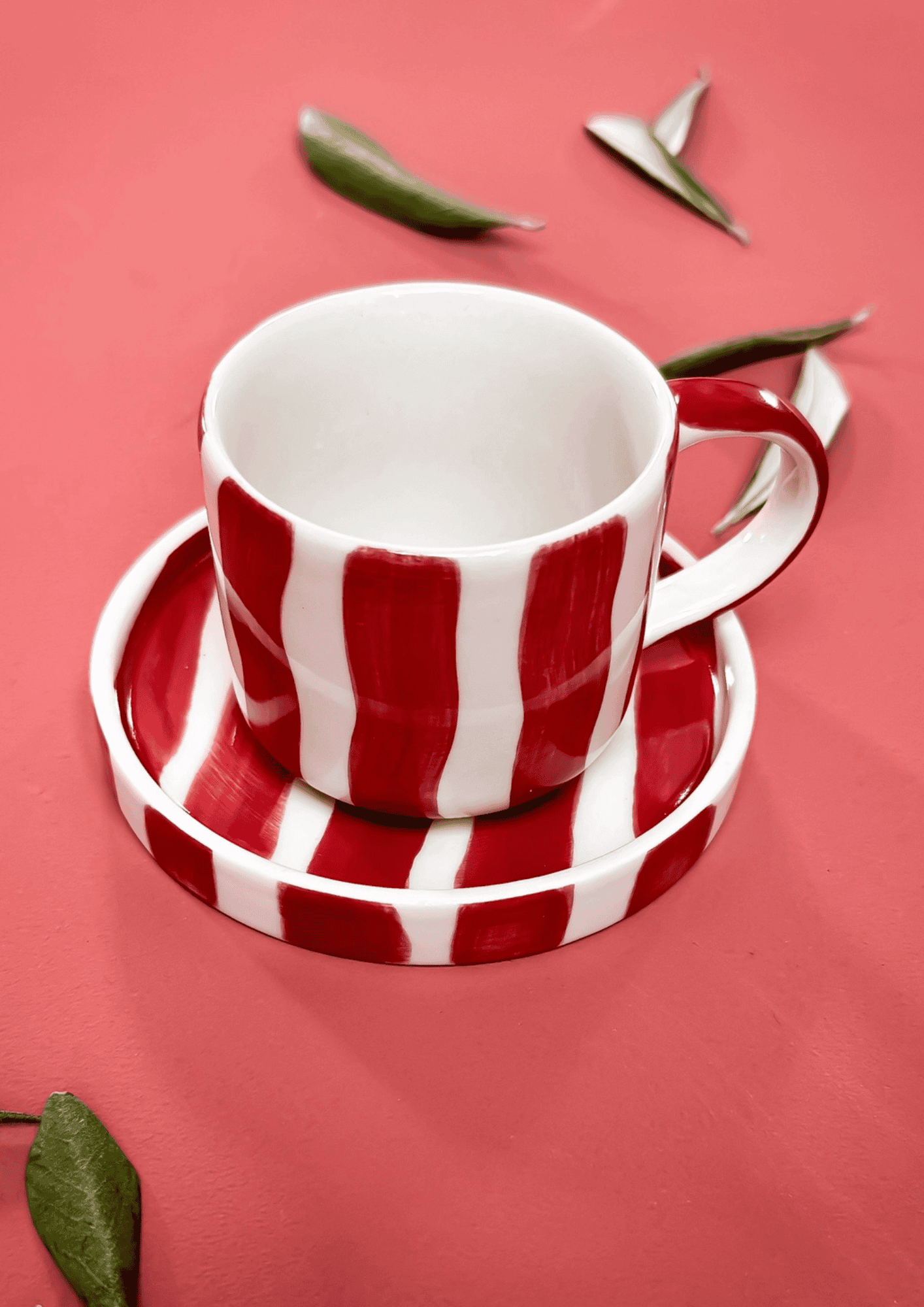 Espresso Tassen ''Stripes'' 2er Set | tramonto red | MAGAZIN MINORI - Bild 2