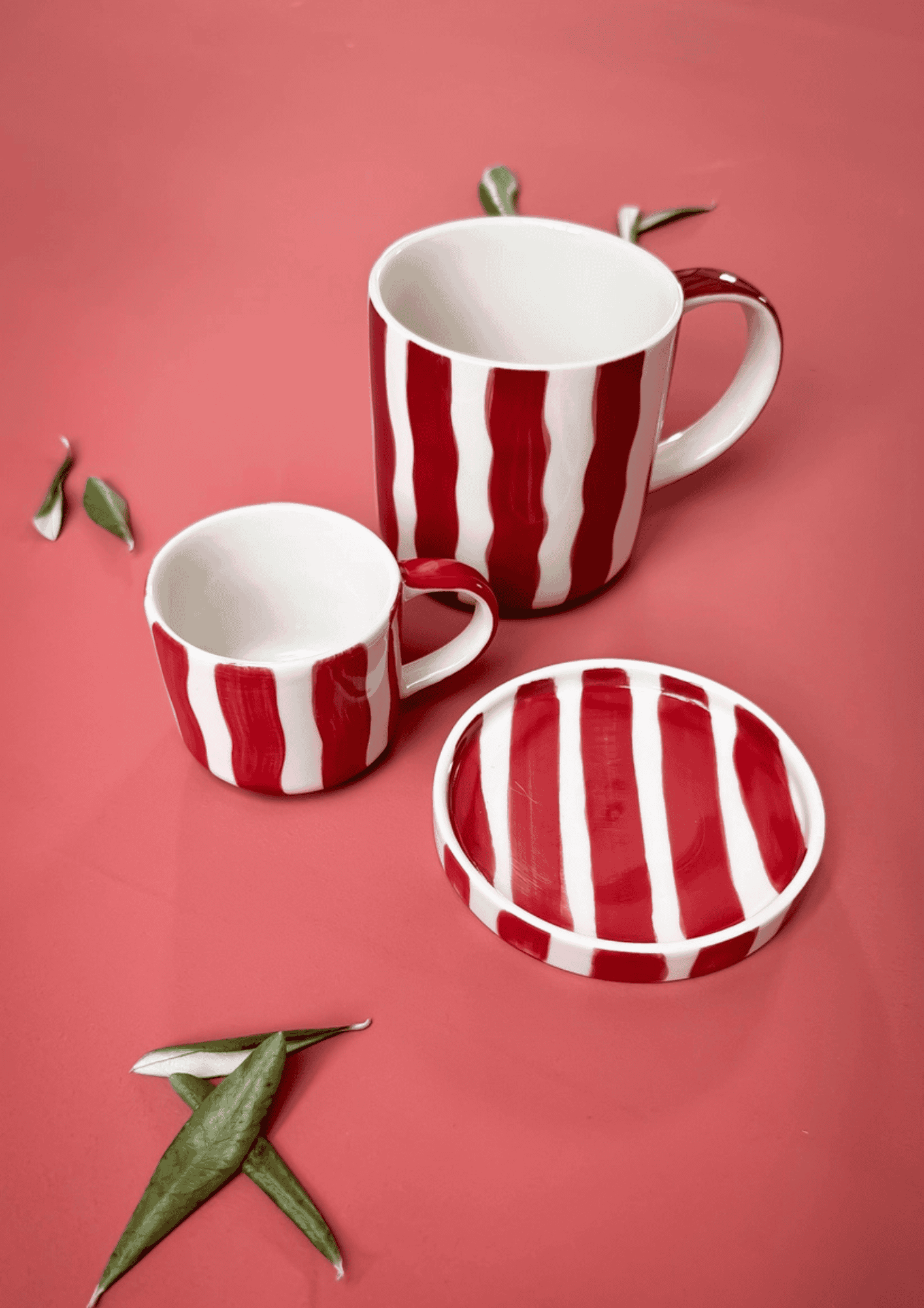 Espresso Tassen ''Stripes'' 2er Set | tramonto red | MAGAZIN MINORI - Bild 3