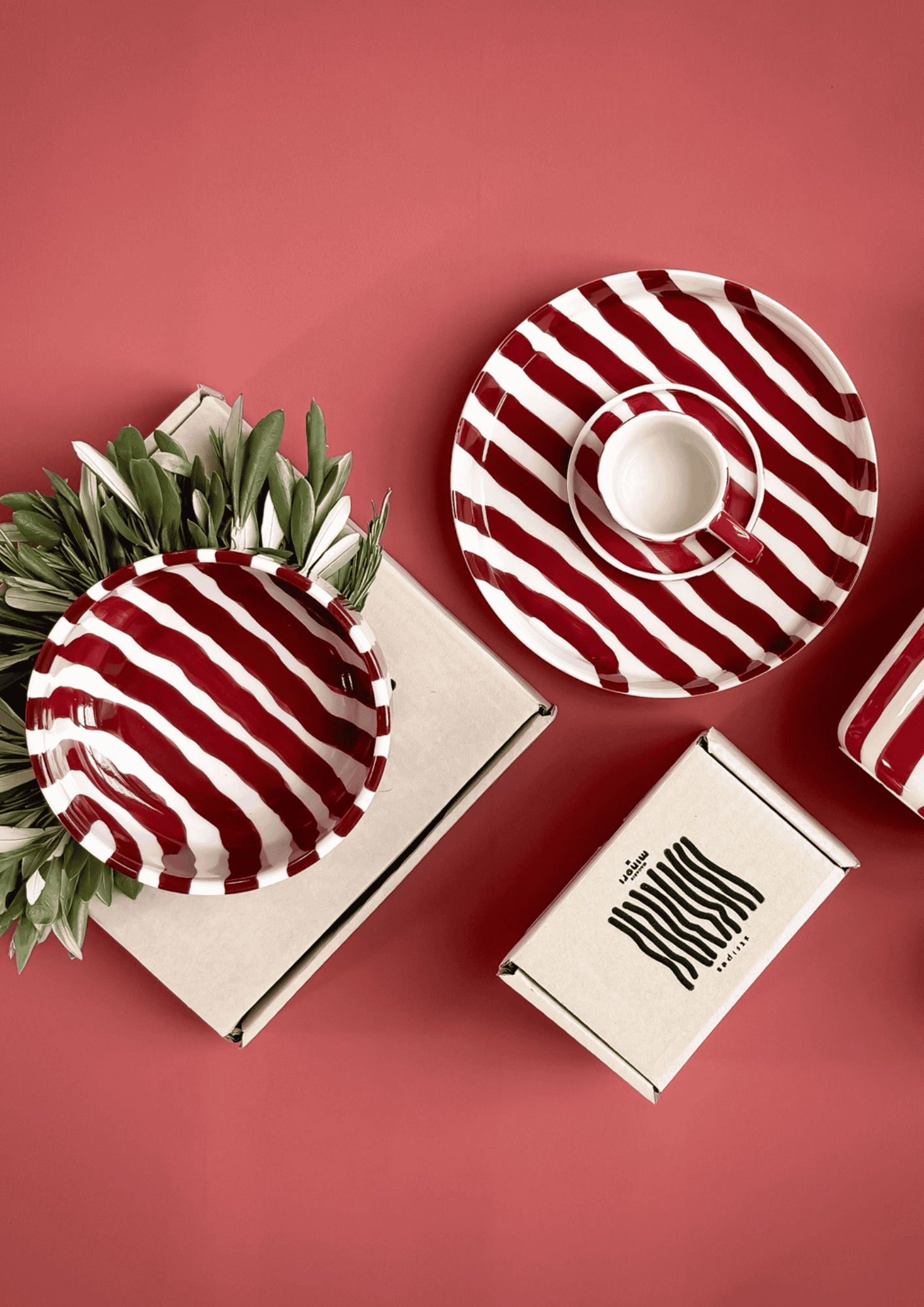Espresso Tassen ''Stripes'' 2er Set | tramonto red | MAGAZIN MINORI - Bild 7