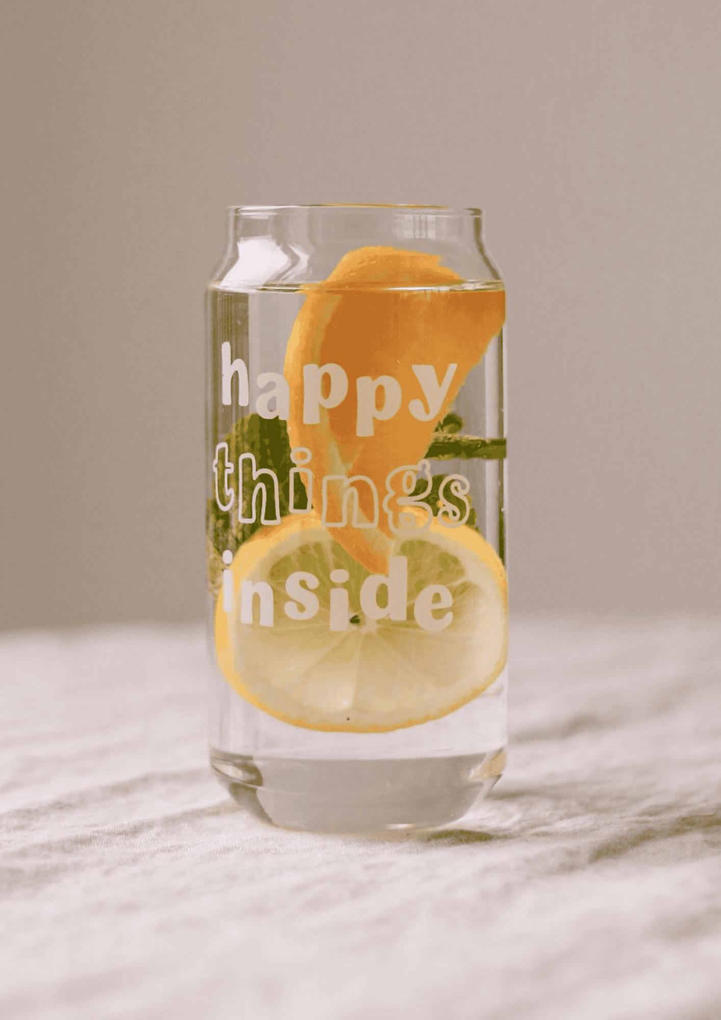 Hohes Trinkglas "Happy things" | transparent/weiß | EULENSCHNITT - Bild 2