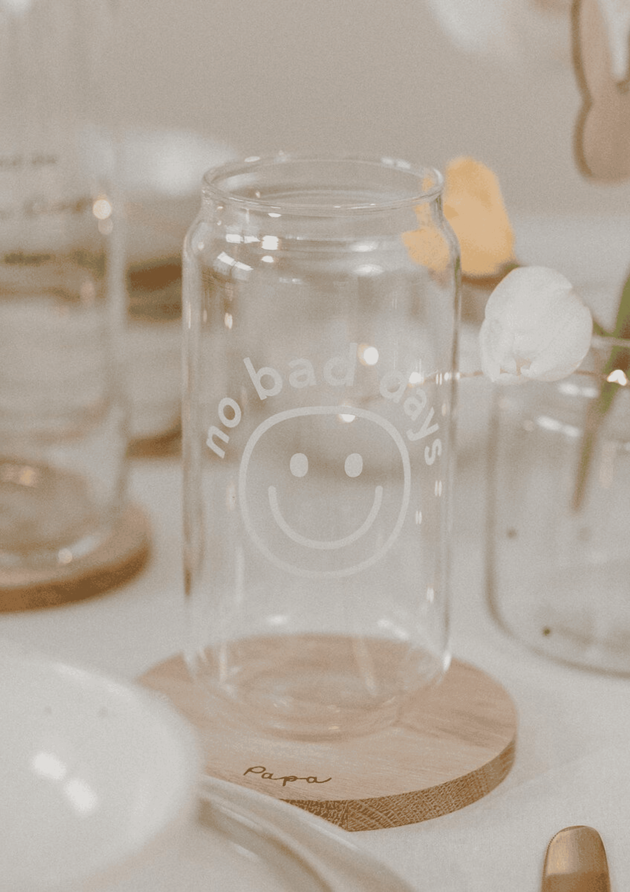 Hohes Trinkglas ''No Bad Days'' | transparent/weiß | EULENSCHNITT - Bild 2
