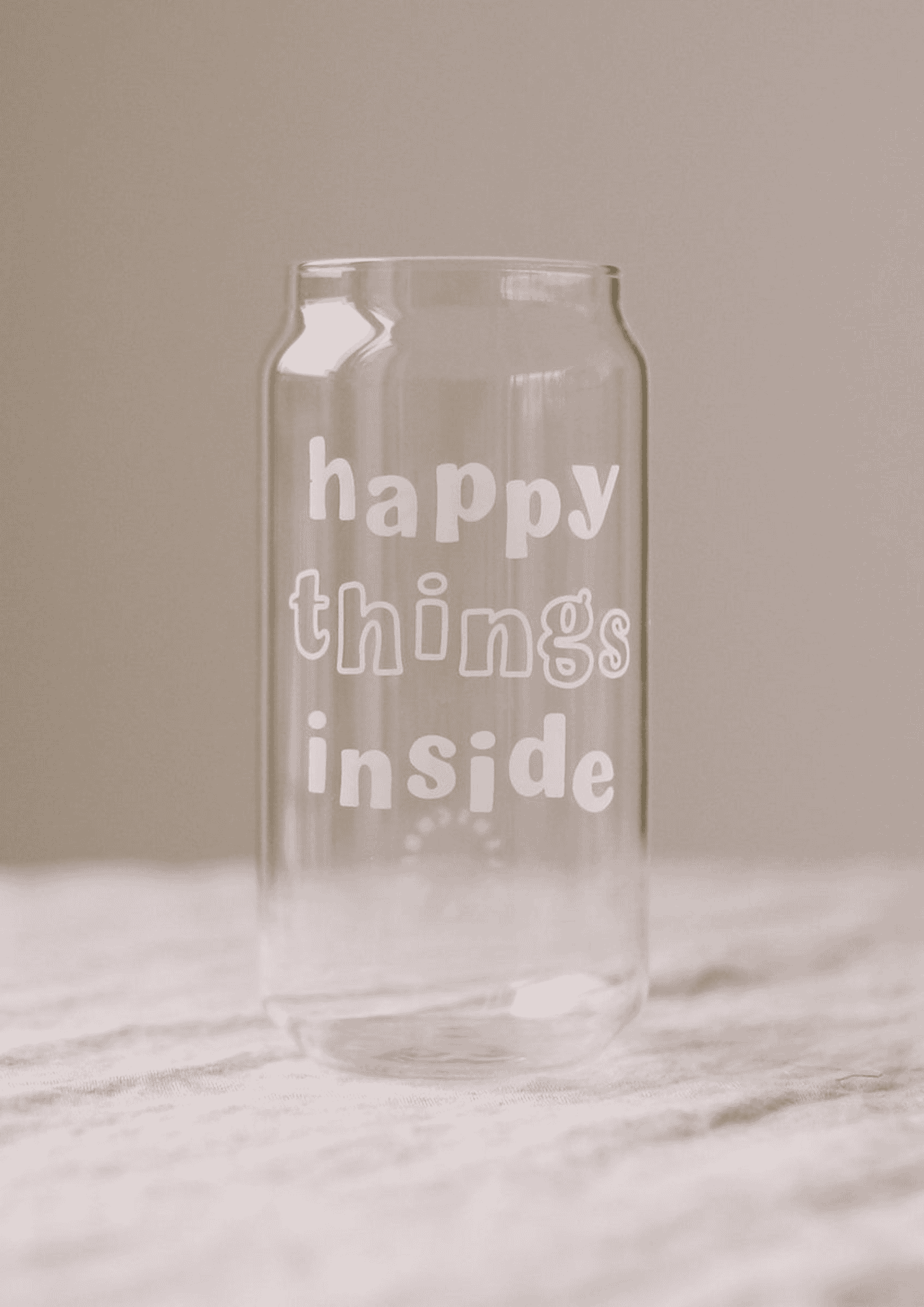 Hohes Trinkglas "Happy things" | transparent/weiß | EULENSCHNITT - Bild 3
