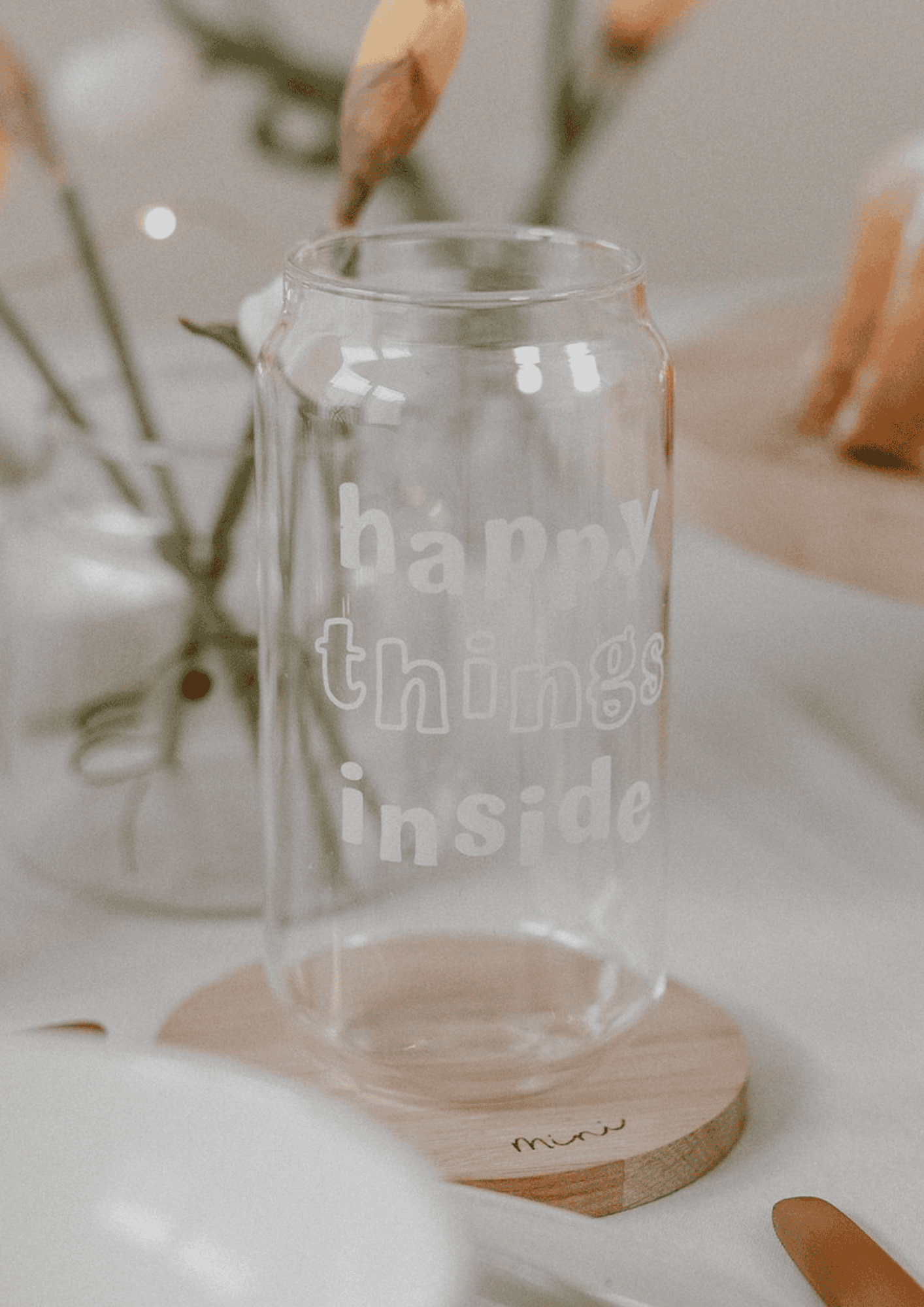 Hohes Trinkglas "Happy things" | transparent/weiß | EULENSCHNITT - Bild 5