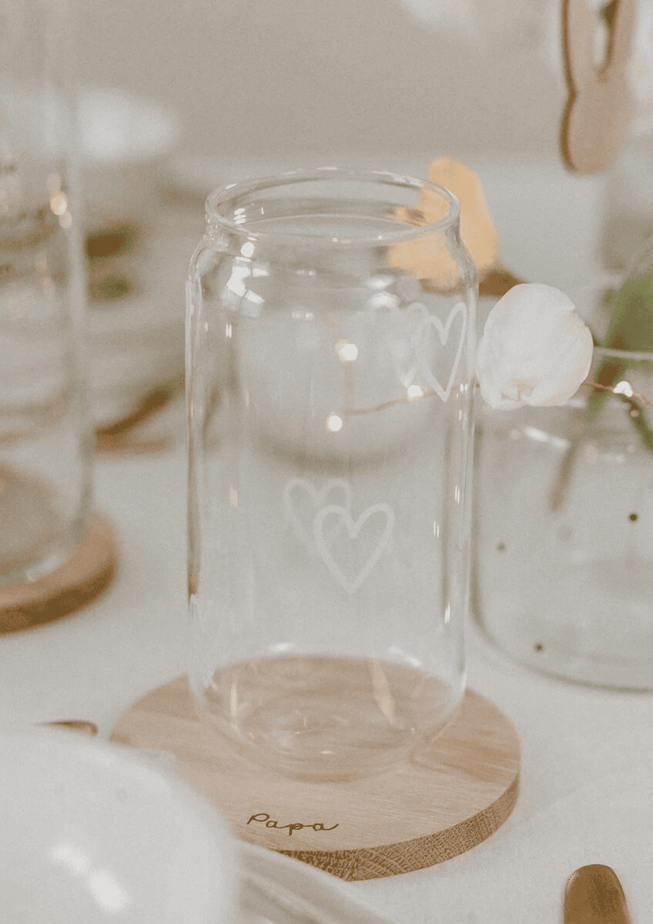 Hohes Trinkglas ''Hearts'' | transparent/weiß | EULENSCHNITT - Bild 5