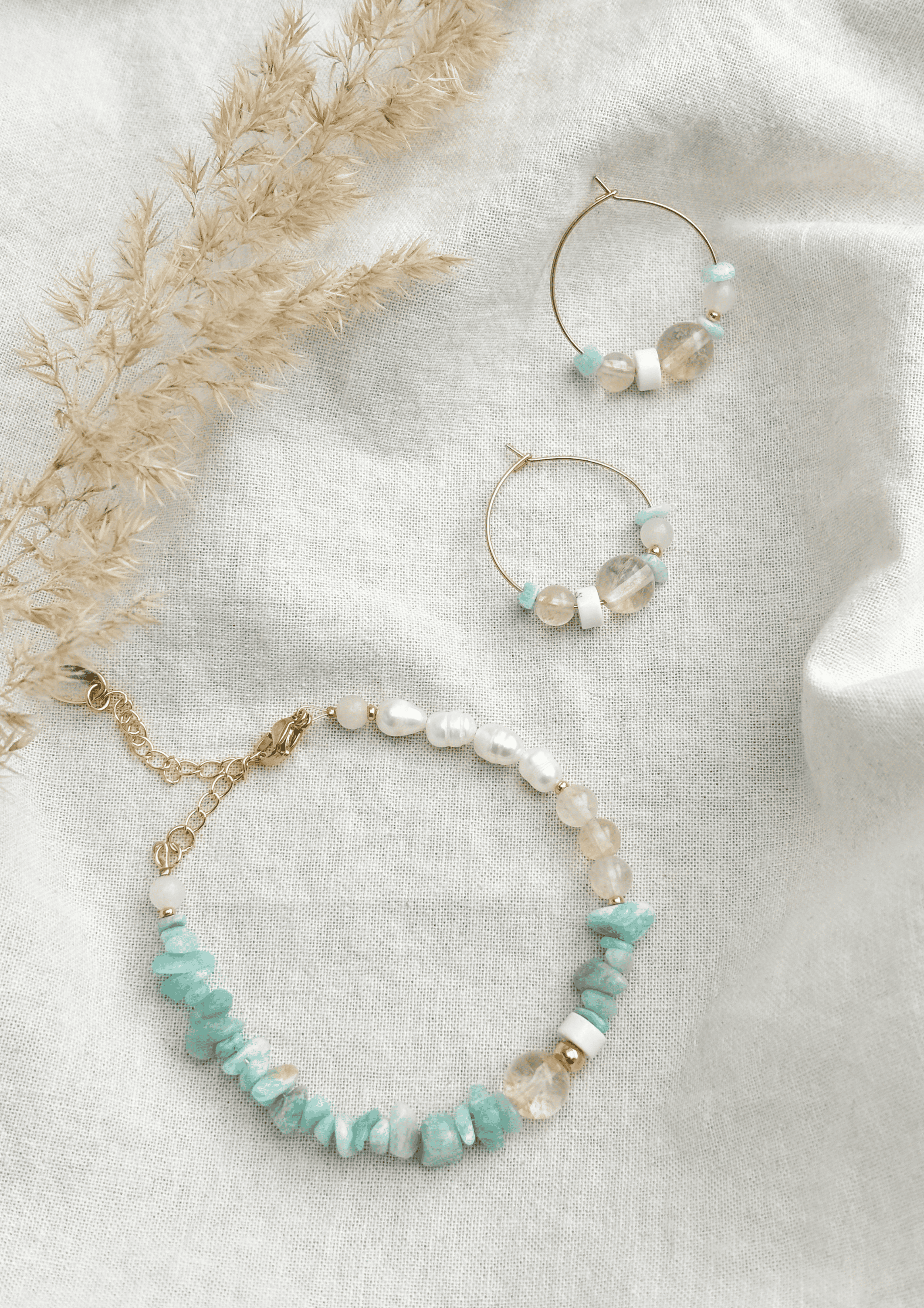 Schmuck-Bundle ''Alea'' | Armband und Ohrringe im Set | türkis | Allerliebst